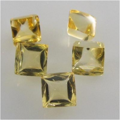 5 Citrine Square Sugarloaf Gemstone Cabochons Loose Cut (H) 4mm CLOSEOUT