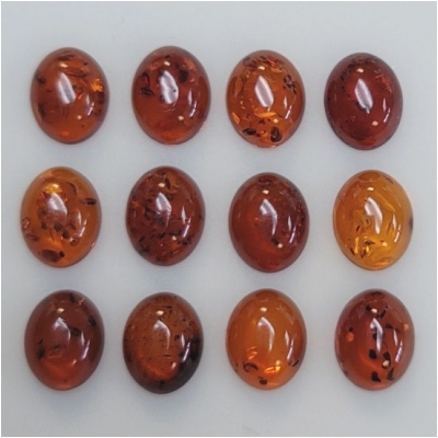 4 Amber 8 x 10mm Oval Gemstone Cabochon (N) 8 x 10mm  CLOSEOUT