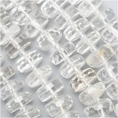 Crystal Quartz Faceted Wheel Gemstone Beads (N)  13mm 8 inches