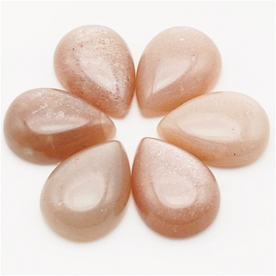 1 Moonstone AA Pear Gemstone Cabochon Peach (N) 13 x 18mm