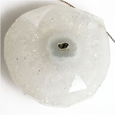 1 Solar Quartz Faceted Briolette Pendant Gemstone Bead (N) 21.8 x 22mm