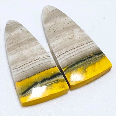 Bumblebee Jasper Gemstone Cabochon Pair (S) 13.75 x 26.45mm