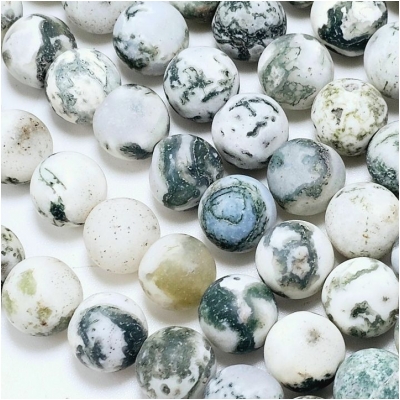 Moss Agate 10mm Matte Round Gemstone Beads (N) 15 inches