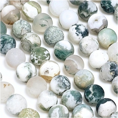 Moss Agate 6mm Matte Round Gemstone Beads (N) 15.5 inches