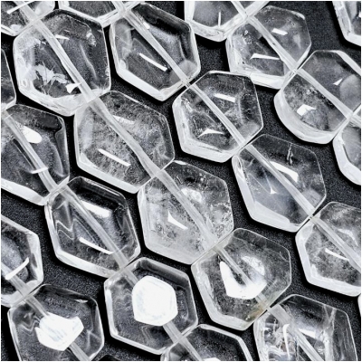 Crystal Quartz Small Medium Hexagon Gemstone Beads (N) 12mm 16 inches