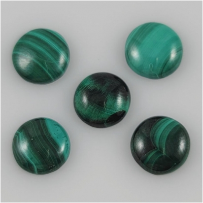 2 Malachite Round Gemstone Cabochon (N) 9mm Thin  CLOSEOUT