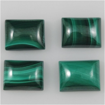 3 Malachite Rectangle Gemstone Cabochon (N) 6 x 8mm  CLOSEOUT