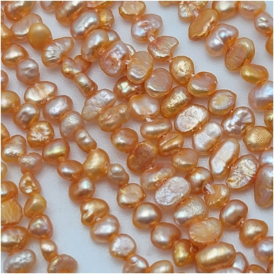 Pearls Freshwater Peach Side Drilled Flat Back Baroque Beads (D) 3.1 x 3.1mm to 3.6 x 5.7mm 15 inches