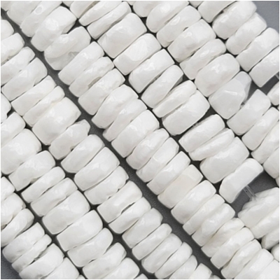 White Litob Shell Heishi Beads (N) 5.5 to 6mm 24 inches