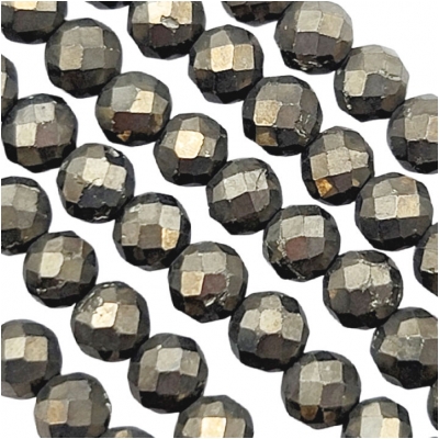 Pyrite Faceted Round Gemstone Beads (N) 3mm 15.5 inches