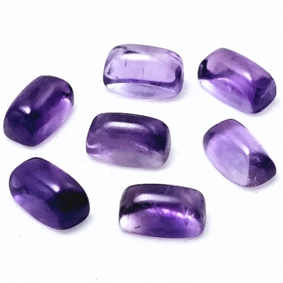 10 Amethyst 3 x 5mm Rectangle Loose Cut Gemstone Cabochons (N)