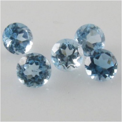 4 Sky Blue Topaz faceted round loose cut gemstones (I) 5mm CLOSEOUT