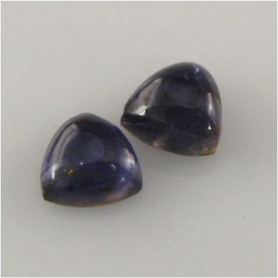 2 Iolite triangle cabochon loose cut gemstones (N) 6mm CLOSEOUT