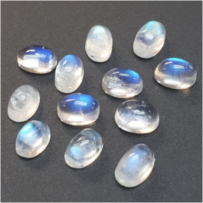 3 Rainbow Moonstone Oval Gemstone Thick Cabochons Loose Cut (N) 4 x  6mm  CLOSEOUT