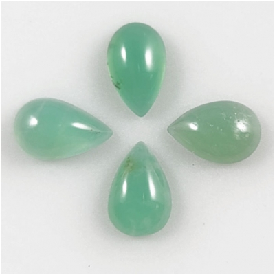 2 Chrysoprase Pear Gemstone Cabochon (N) 5 x 8mm CLOSEOUT