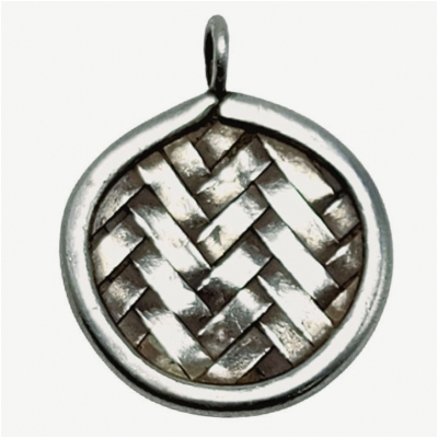 1 Karen Hill Tribe Silver Woven Circle Pendant Bead 21.5mm