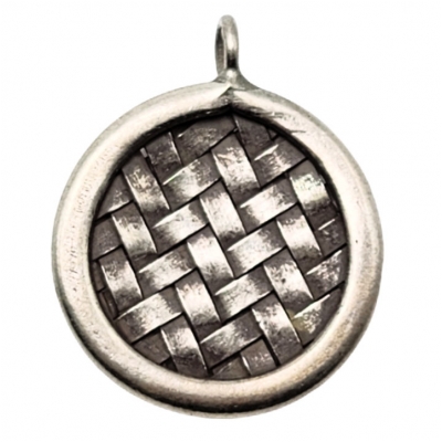 1 Karen Hill Tribe Silver Woven Circle Pendant Bead 21.15mm