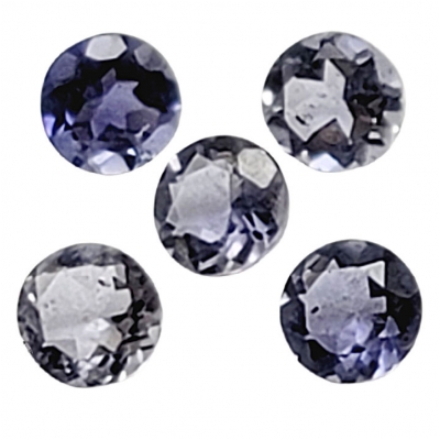 5 Iolite Faceted Round Loose Cut Gemstones (N) 4mm