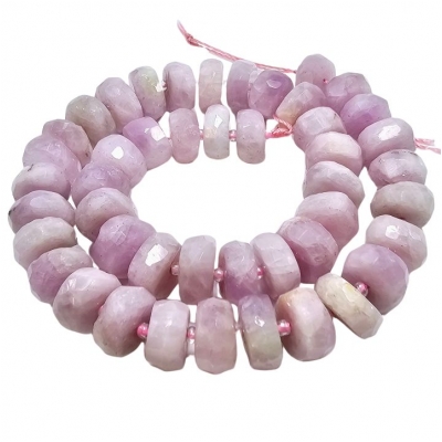 Kunzite Hand Faceted Wheel Gemstone Beads (N) 15.3 to 18.1mm 15.5 inches