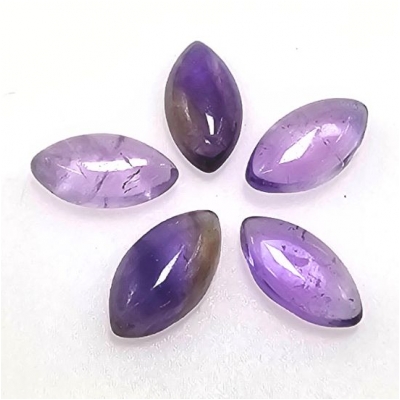 5 Amethyst Marquis Loose Cut Gemstone Cabochons Thick (N) 4 x  8mm