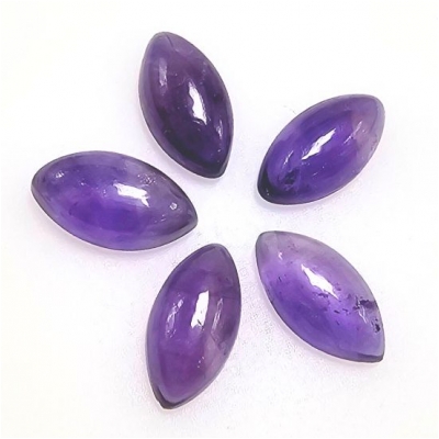 3 Amethyst Marquis Loose Cut Gemstone Cabochons (N) 5 x  10mm