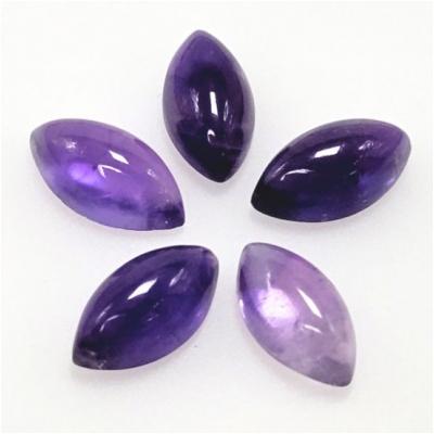 3 Amethyst Marquis Loose Cut Gemstone Cabochons Thick (N) 5 x  10mm