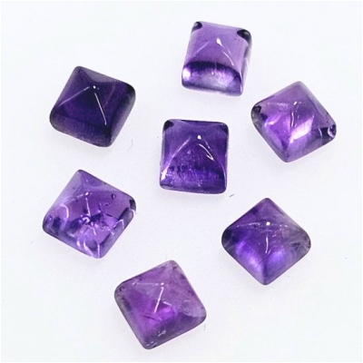 5 Amethyst Square Sugarloaf Loose Cut Gemstone Cabochons Thick (N) 4mm