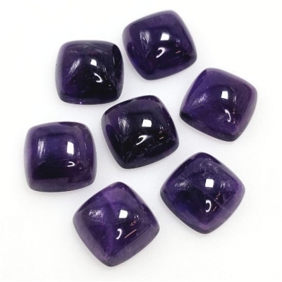 1 Amethyst Puff Square Loose Cut Gemstone Cabochon (N) 10mm