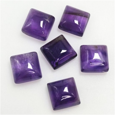 1 Amethyst Square Loose Cut Gemstone Cabochon (N) 10mm