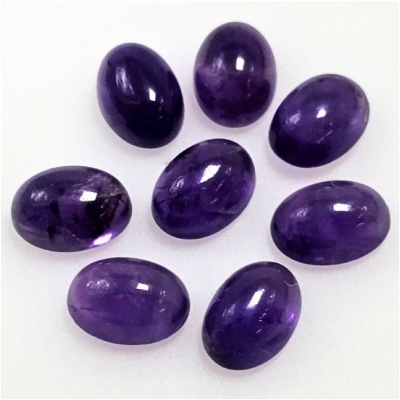 3 Amethyst Oval Loose Cut Gemstone Cabochons (N) 5 x 7mm