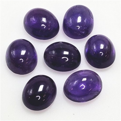 1 Amethyst Oval Loose Cut Gemstone Cabochon Thick (N) 9 x 11mm