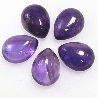 4 Amethyst Pear Loose Cut Gemstone Cabochon (N) 6 x 8mm