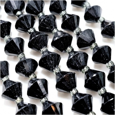 Black Tourmaline Faceted Bicone Gemstone Beads (N) 8mm 15.5 inches