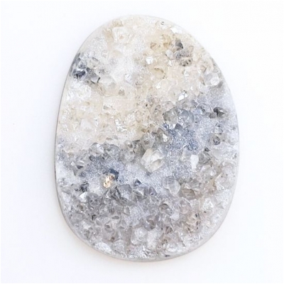 1 Agate Druzy Titanium Coated Gemstone Cabochon (C) 23.9 x 32mm