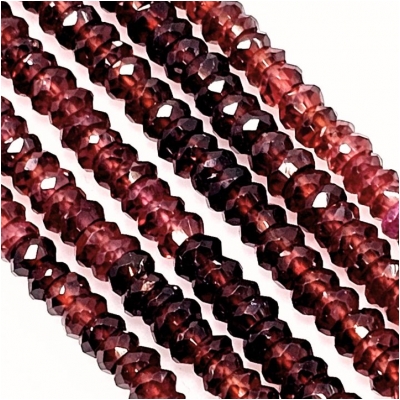 Garnet Shaded Hand Faceted Wheel AAA Grade Gemstone Beads (N) 4mm 13 inches