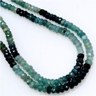 Grandidierite Shaded Hand Faceted Rondelle Gemstone Beads AA Grade (N) 3.5 to 4.5mm 16.25 inches