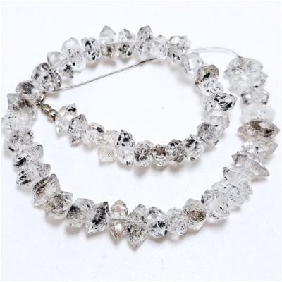 Herkimer Diamond Quartz Gemstone Beads (N)  7.3 to 10mm 8 inches