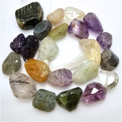 Mixed Hand Carved Faceted Nugget A Gemstone Beads (N) 12.5 x 14mm to 22.5 x 26.77mm 15 inches