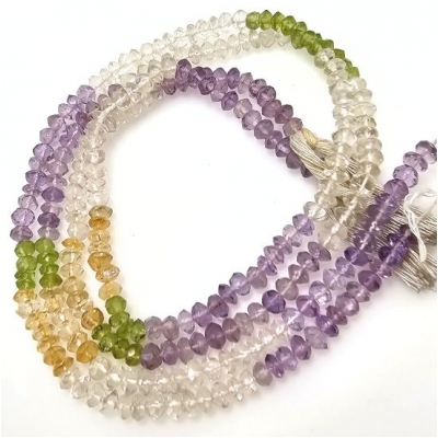 Mixed Hand Faceted Rondelle Gemstone Beads (NH) 4.5mm 14.75 inches