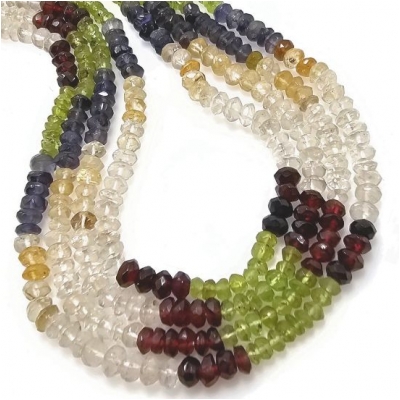 Mixed Hand Faceted Rondelle Gemstone Beads (NH) 4.5mm 15 inches