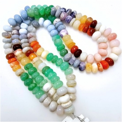 Multi Opal Hand Cut Rondelle AA Grade Gemstone Beads (N) 8mm 15.5 inches