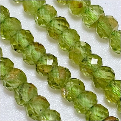 Peridot Faceted Rondelle Gemstone Beads (N) 2.5 x 3.75mm 15.5 inches