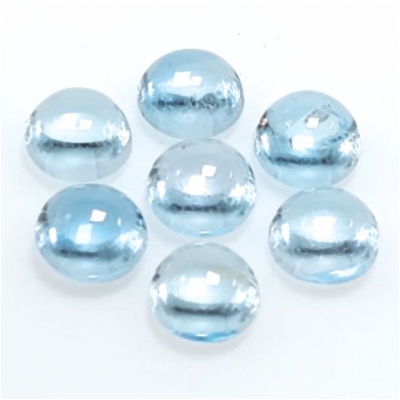 1 Sky Blue Topaz Round Loose Cut Gemstone Cabochon (IH) 9mm