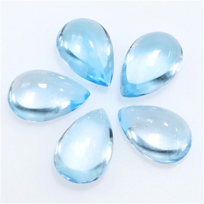 1 Sky Blue Topaz Pear Loose Cut Gemstone Cabochon (IH) 8 x 12mm