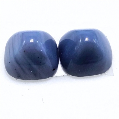 2 Swedish Blue Slag Glass Square Pyramid Pair Cabochon (M) 10.5mm