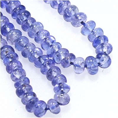 Tanzanite Smooth Hand Cut Rondelle Gemstone Beads AAA+ Grade (H) 2.7 to 3.3mm 6 inches