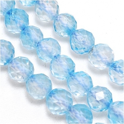 Blue Topaz Micro Faceted Round Gemstone Beads (N) 5mm 15.5 inches