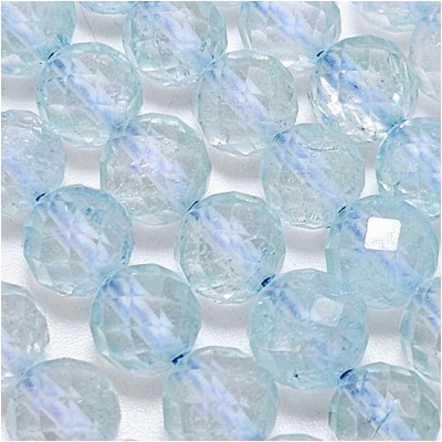 Blue Topaz Micro Faceted Round Gemstone Beads (I) 7mm 15.25 inches