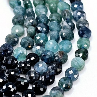 Indicolite Blue Tourmaline Shaded Faceted Coin Gemstone Beads (N) 3.3mm 15.25 inches