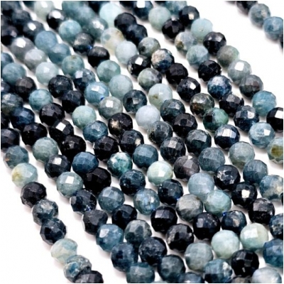 Indicolite Blue Tourmaline Faceted Round Gemstone Beads (N) 5mm 14.75inches